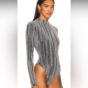 REVOLVE SILVER METALIC BODYSUIT